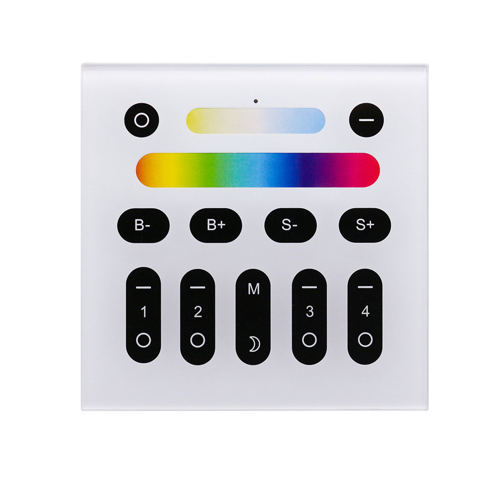 DC3V 4 Zones of RGB+CCT Touch Wall Panel RF Remote Control For RGBWW Zigbee LED Lights and Controller